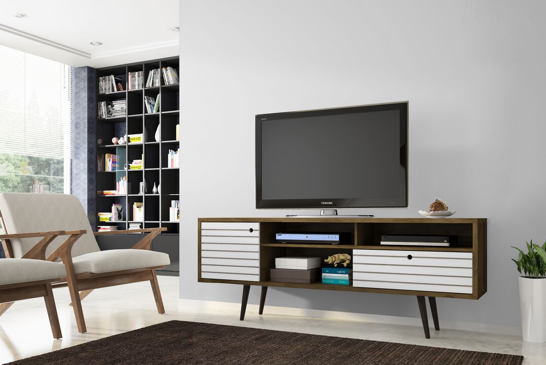 Liberty Extra Large TV Stand in Brown and White