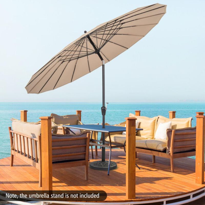 Hivvago 9 Feet Round Patio Umbrella with 18 Fiberglass Ribs
