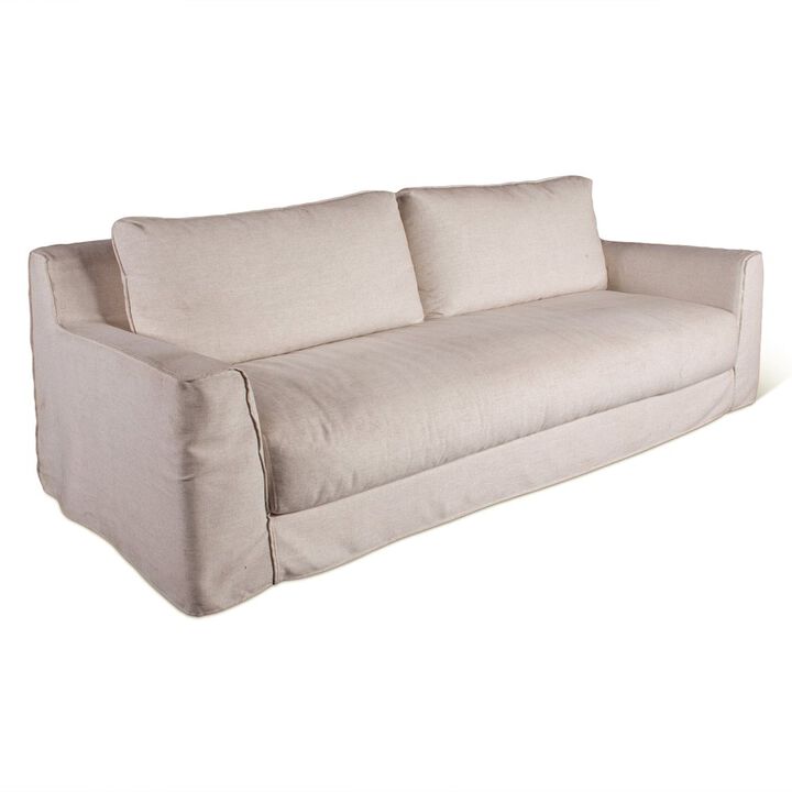 World Interiors Oliver Sofa in White Linen Slipcover