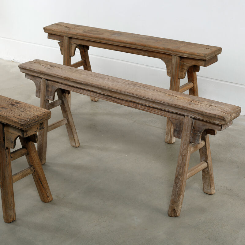 Vintage Solid Wood Accent Bench in Weathered Natural image number 6