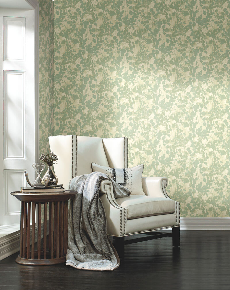 Pressed Leaves Green Wallpaper image number 1