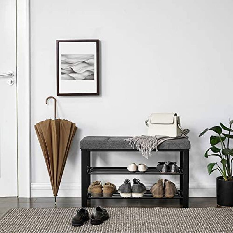 Wooden Shoe Rack Bench with Soft Cushion &ndash; Entryway Organizer with Comfortable Seating and Storage Space