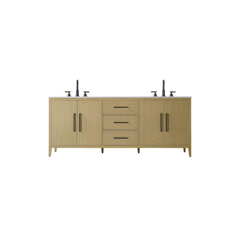 Elegant Kitchen and Bath 84 Inch Double Bathroom Vanity In Honey Brown