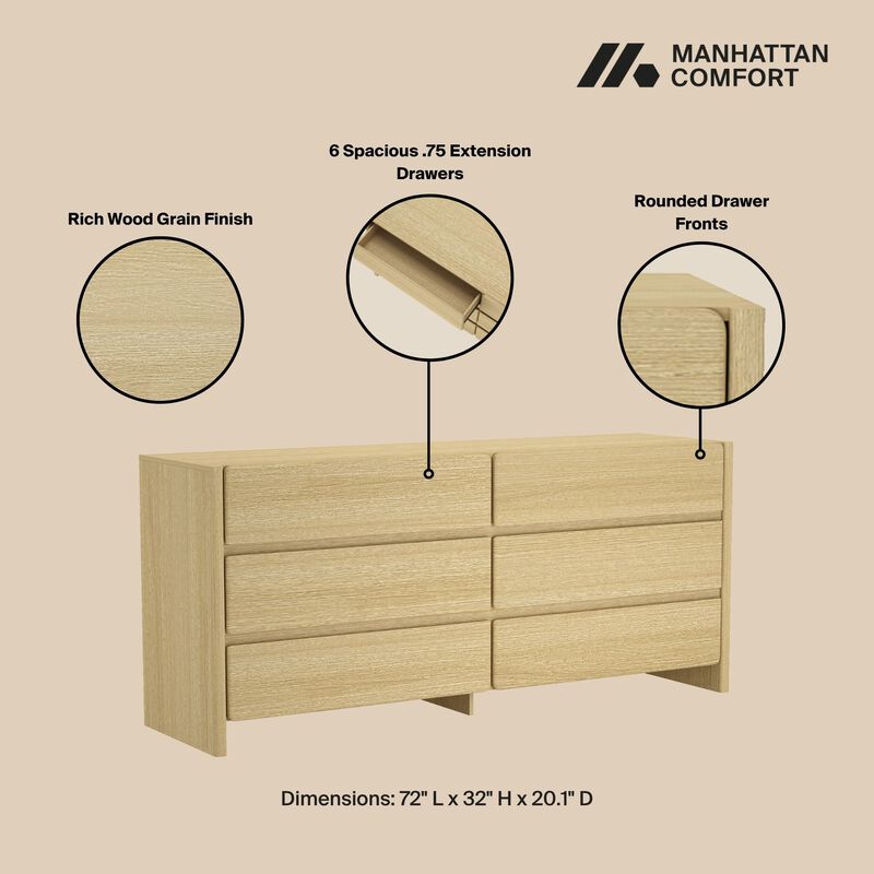 Linda Neutral 2-Piece Double Wide Dresser and Nightstand