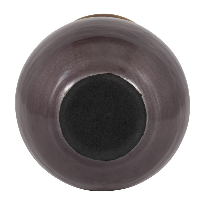 Glass, 13" Vase With Metal Rim image number 5