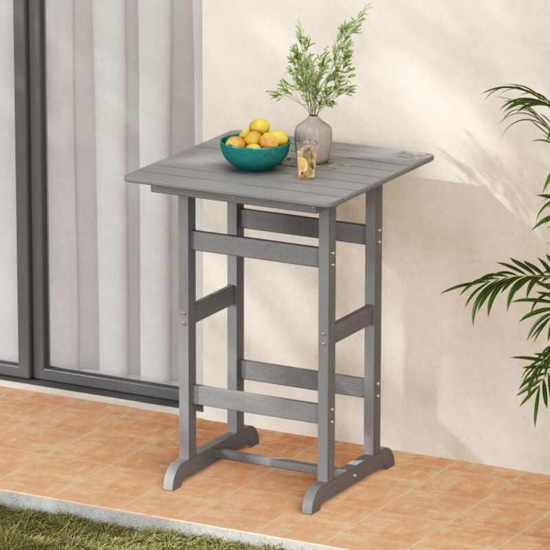 Hivvago Square Bar Table Dining Table with Slatted Tabletop for Poolside