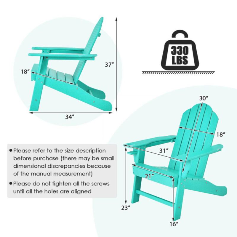 Hivvago Outdoor Adirondack Chair with Built-in Cup Holder for Backyard Porch