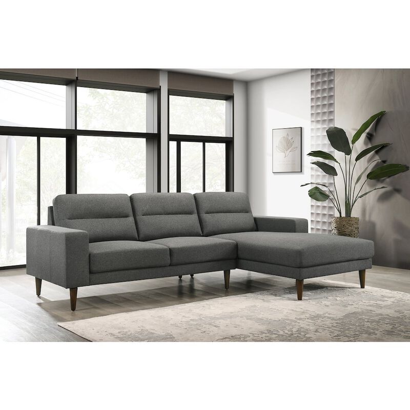 New Classic Furniture Vale 2-piece Polyester Fabric Chaise Sectional, Gray