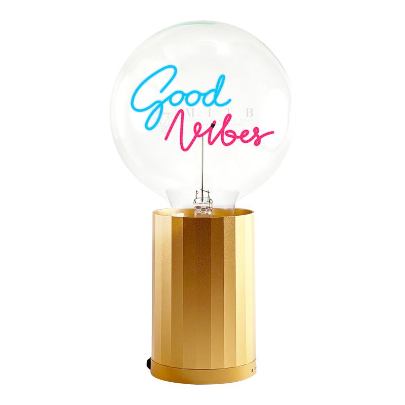 Bulb GOOD VIBES Blue/ Red with Base Table Lamp PORTABLE Rose Gold image number 0