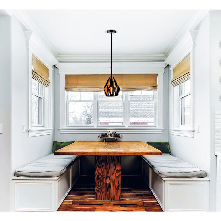 Oxide 1 Light Down Mini Pendant With Black+Copper Finish