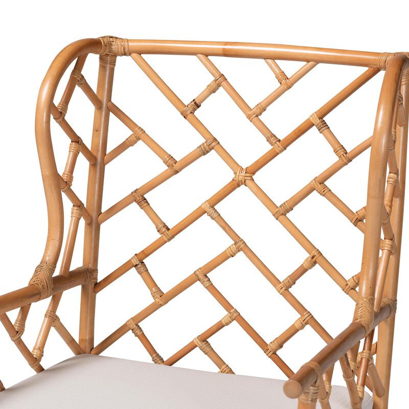 bali & pari Ray Natural Rattan Wingback Armchair with Removable Cushion image number 4