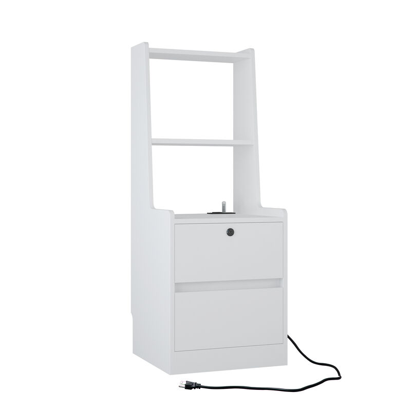 Set of 2 Assembled Nightstands with Charging Station Voice Light USB Lock image number 0