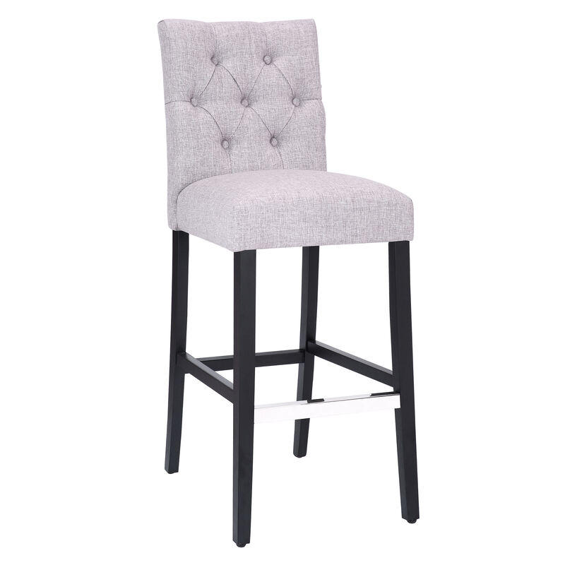 WestinTrends 29" Linen Fabric Tufted Upholstered Bar Stool, Black