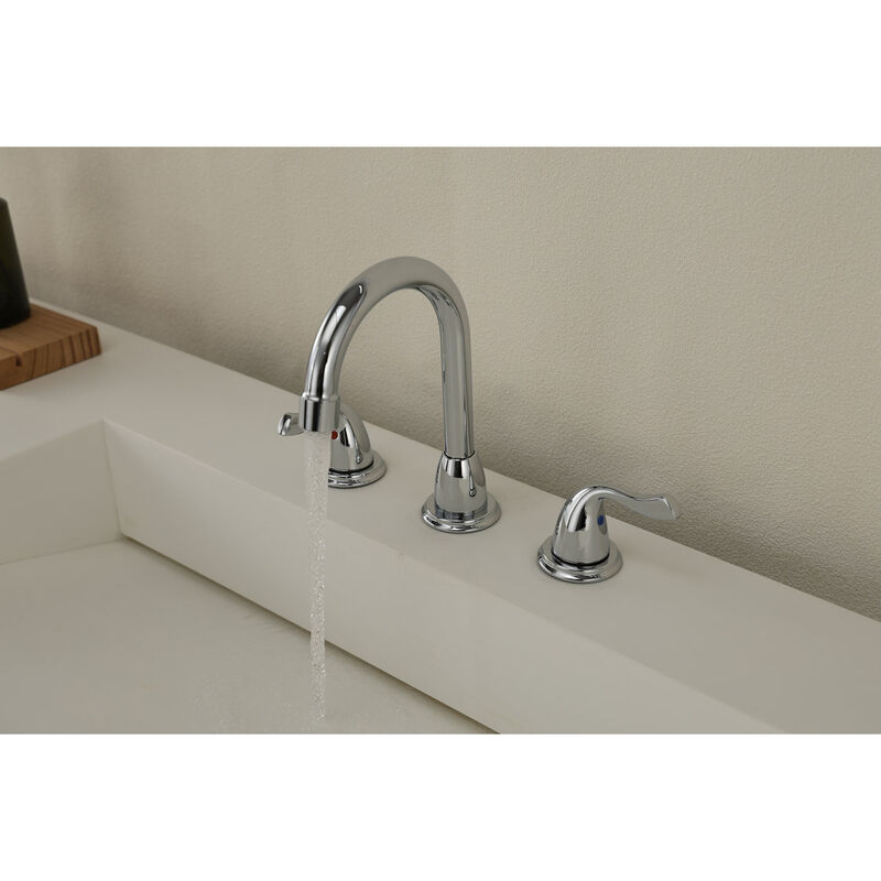 Bothwa Home Polished Chrome Bathroom Sink Faucet, Widespread 2-Handle Swivel Vanity Faucet With Drain & Supply Lines image number 3