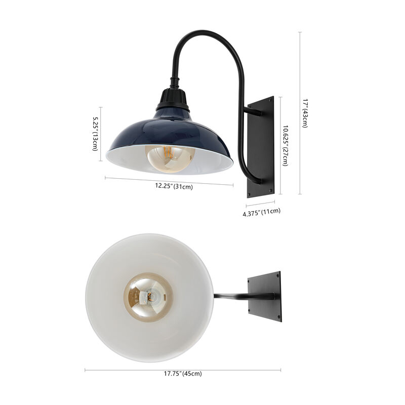 Stanley 12.25" 1-Light Farmhouse Industrial Indoor/Outdoor Iron LED Gooseneck Arm Outdoor Sconce