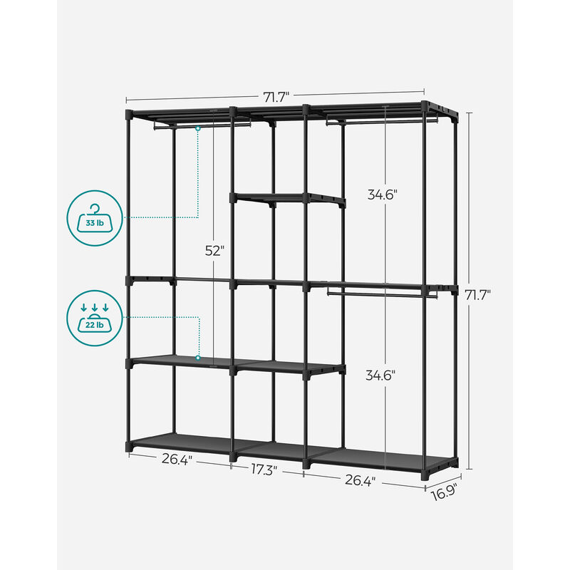 Double Rod Closet Rack &ndash; Heavy-Duty Freestanding Organizer with Storage Shelves