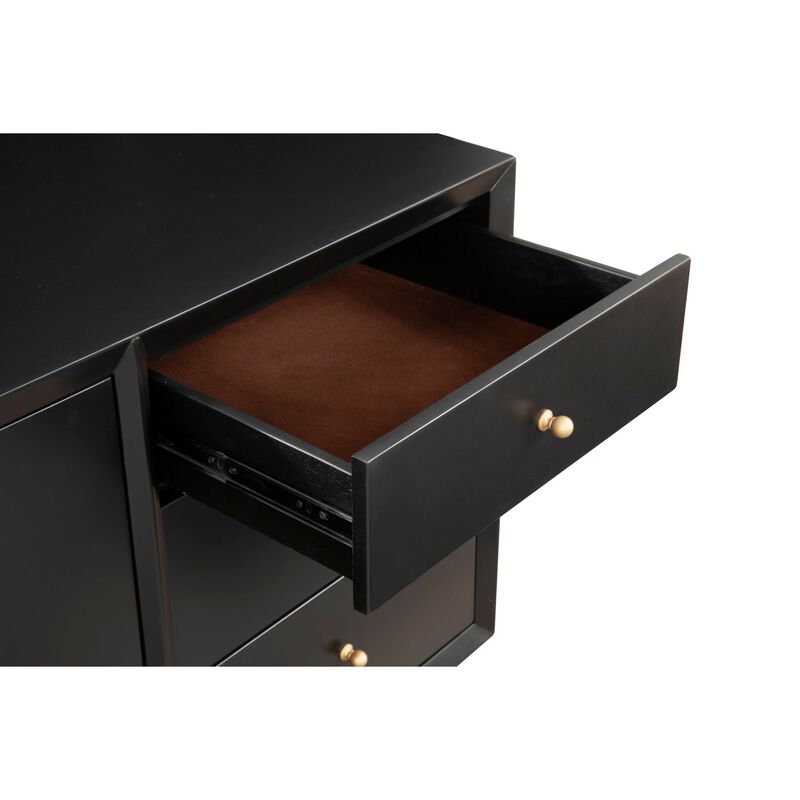 Sideboard with 3 Drawers and 2 Doors, Black - Benzara