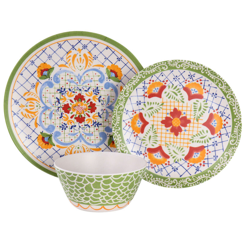 Laurie Gates California Designs Tierra 12 Piece Bamboo Fiber Dinnerware Set in Multi-Color