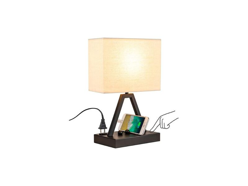 Touch Table Lamp &ndash; 3-Way Dimmable, USB-C/A & AC Outlet, Phone Stand