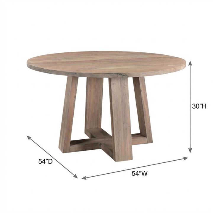 Starlight Canyon Home Solid Acacia Round Dining Table, Scandinavian Kitchen Table for Dining Room,Gray