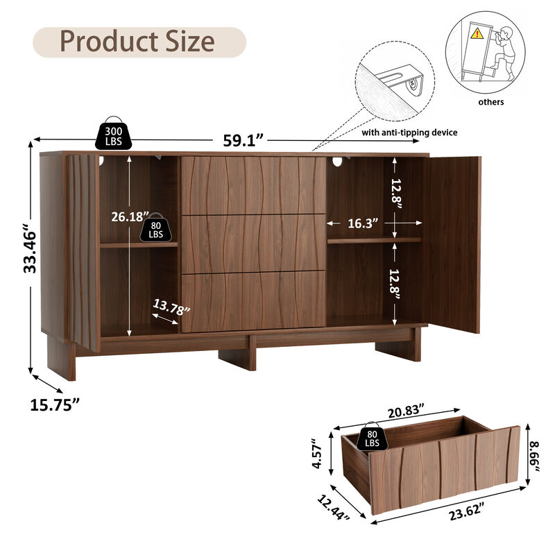 Lobspo 59.1" Stripe  Sideboard image number 3