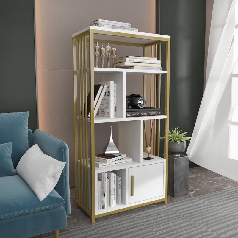 Decorotika Valero Bookcase White Gold