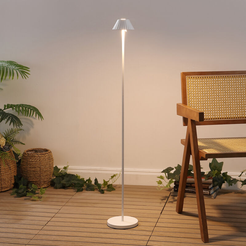 Mallory 44" Modern Minimalist Indoor/Outdoor Iron Pleated Shade Rechargeable/Cordless Dimmable Integrated LED Floor Lamp