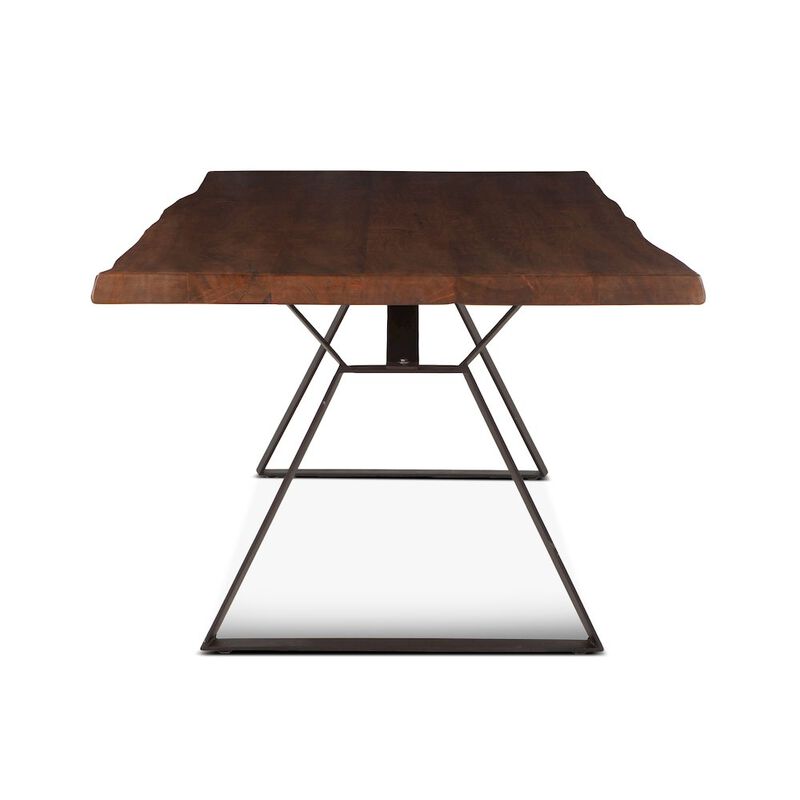 World Interiors Nottingham 80-Inch Acacia Wood Live Edge Dining Table in Walnut Finish image number 3