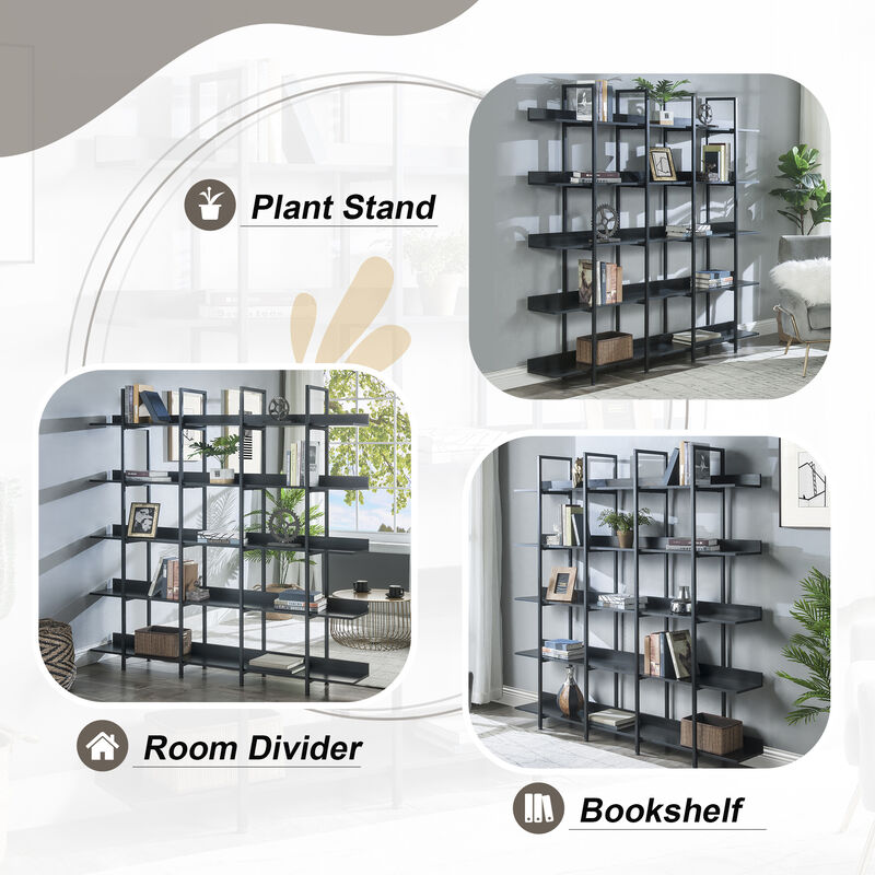 Merax Industrial  5 Tier Bookcase Open Bookshelf