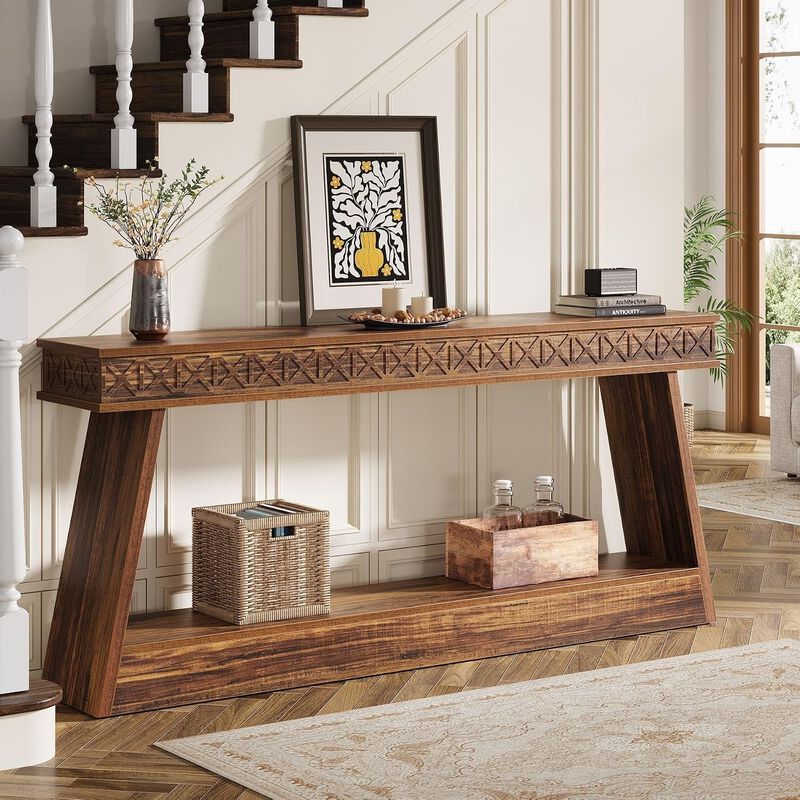 Farmhouse Wood Console Table image number 3