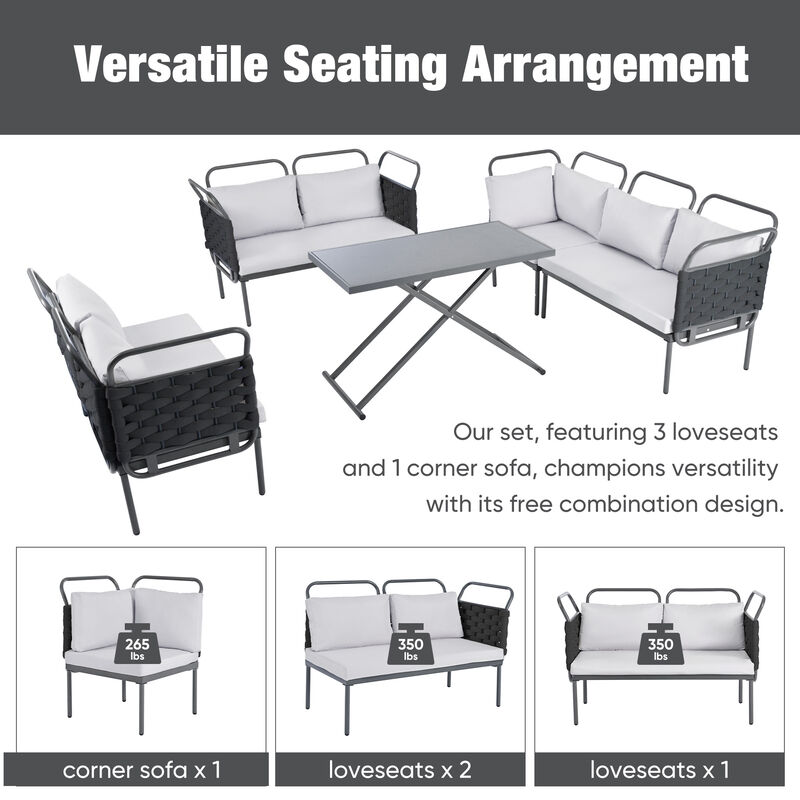 Merax Modern Patio Sectional Sofa Table Set