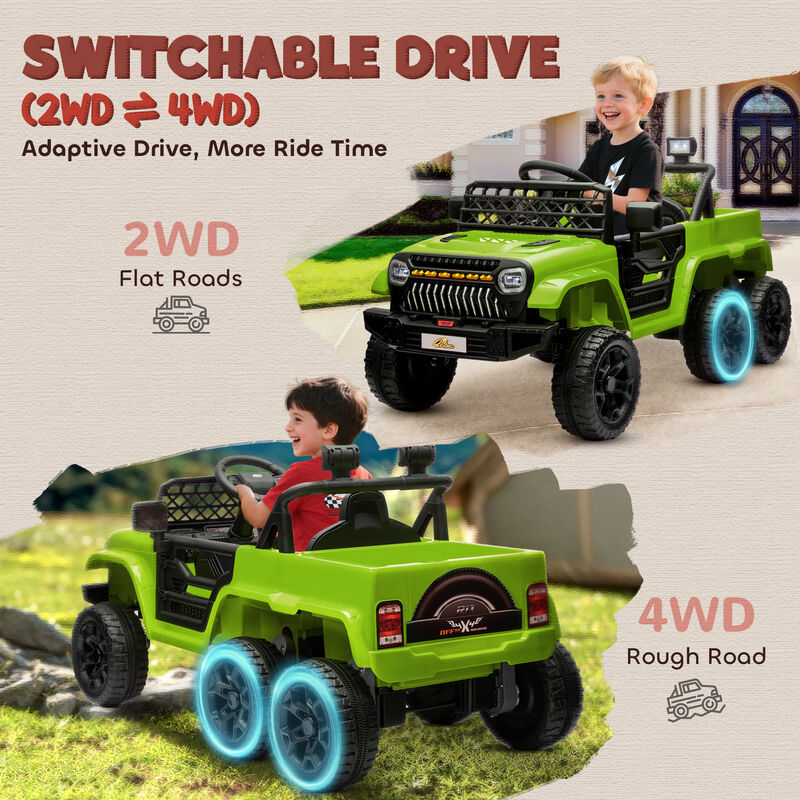 BreeBe 12V 4x4 Kids Electric Car w/ 2WD/4WD Switchable, Remote Control, Spring Suspension System, Back Trailer image number 3