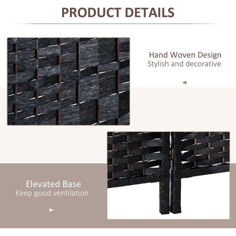 Hivvago 6FT Tall Folding Room Divider with Wicker Partition image number 5