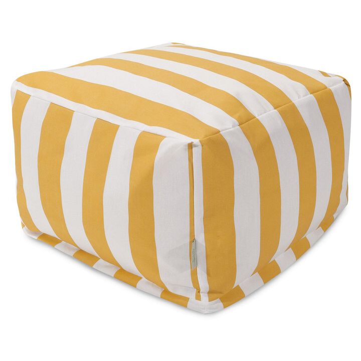 Majestic Home Goods Ottoman Pouf Vertical Stripe Yellow