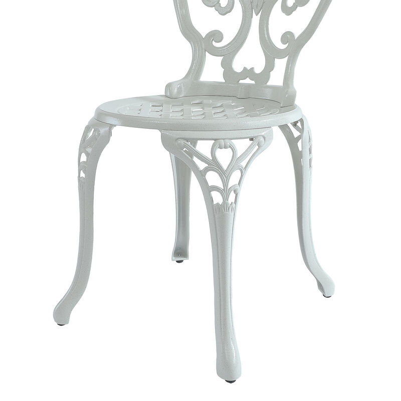 MONDAWE  2-Piece Cast Aluminum Outdoor Dining Chair Patio Bistro Armless Chair White