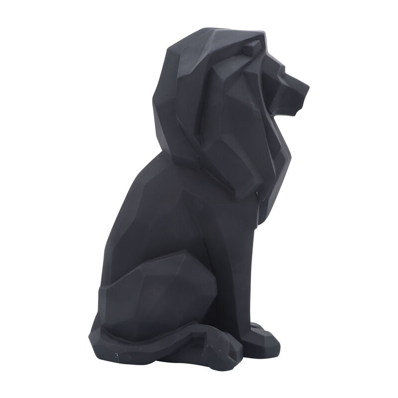Resin 11"h Sitting Lion, Black image number 3