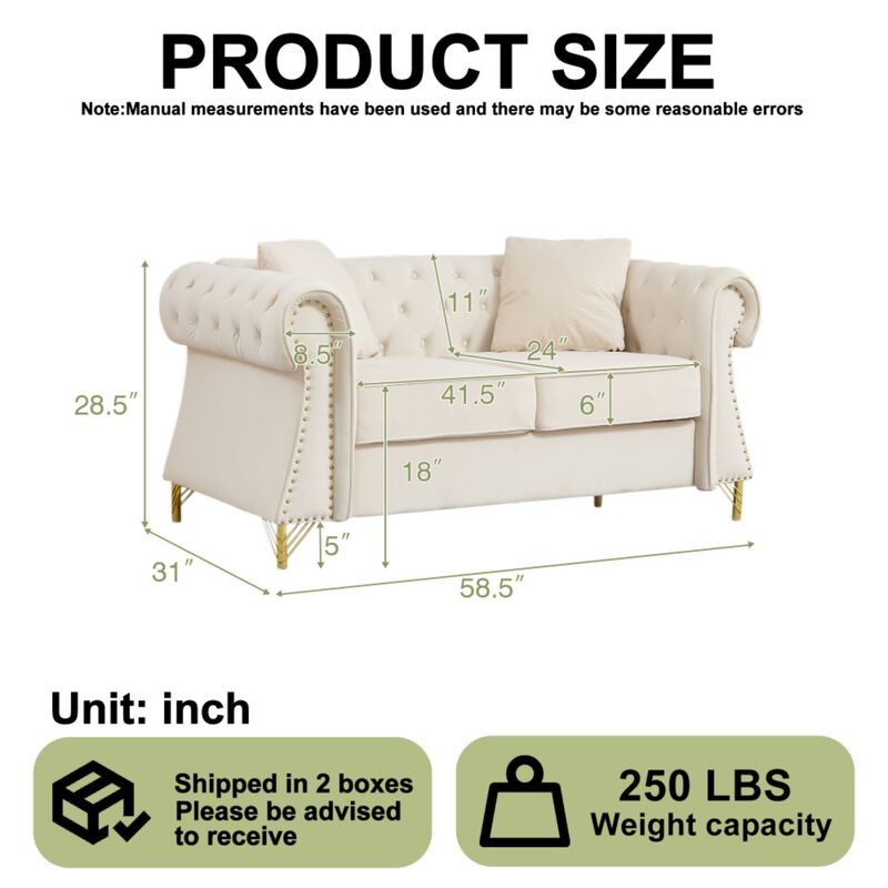 Blust 58.5" Chesterfield Loveseat image number 9