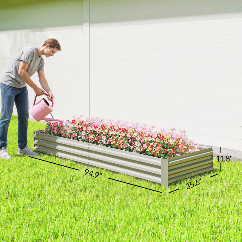 Hivvago Raised Garden Bed 95" x 36" Galvanized Metal Planter image number 2