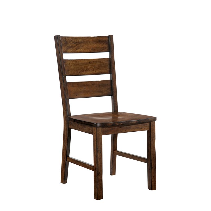 Wooden Side Chair With Block Legs, Brown, Pack Of Two