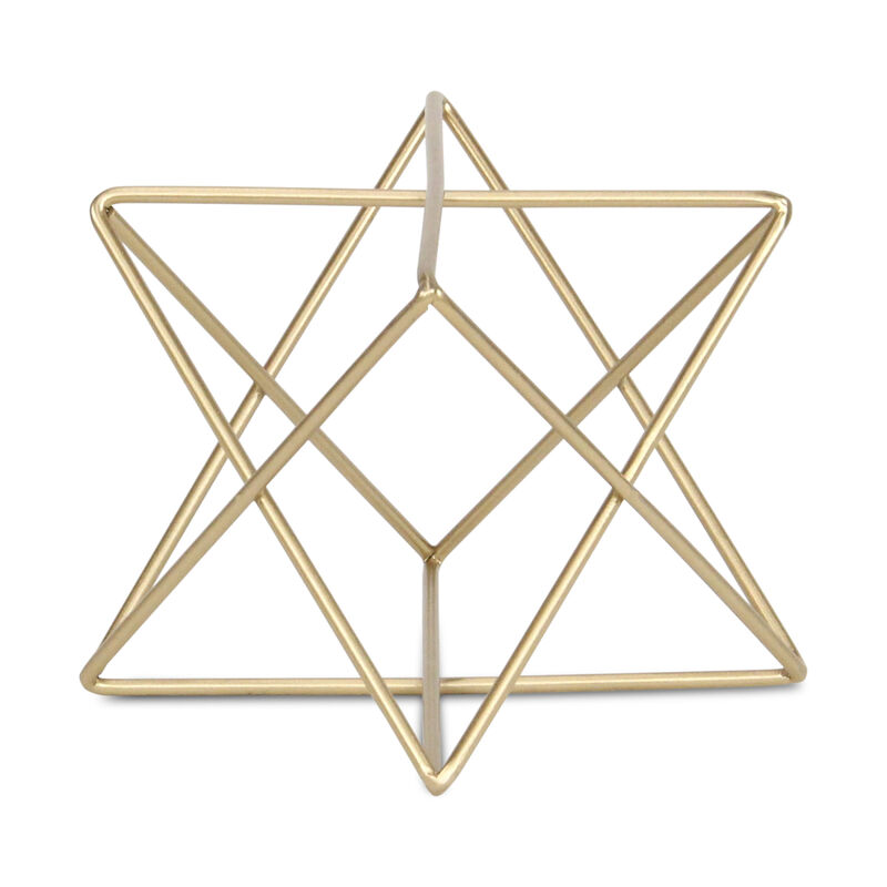 HomeRoots 6" Gold Metal Open Geometric Tabletop Sculpture image number 2