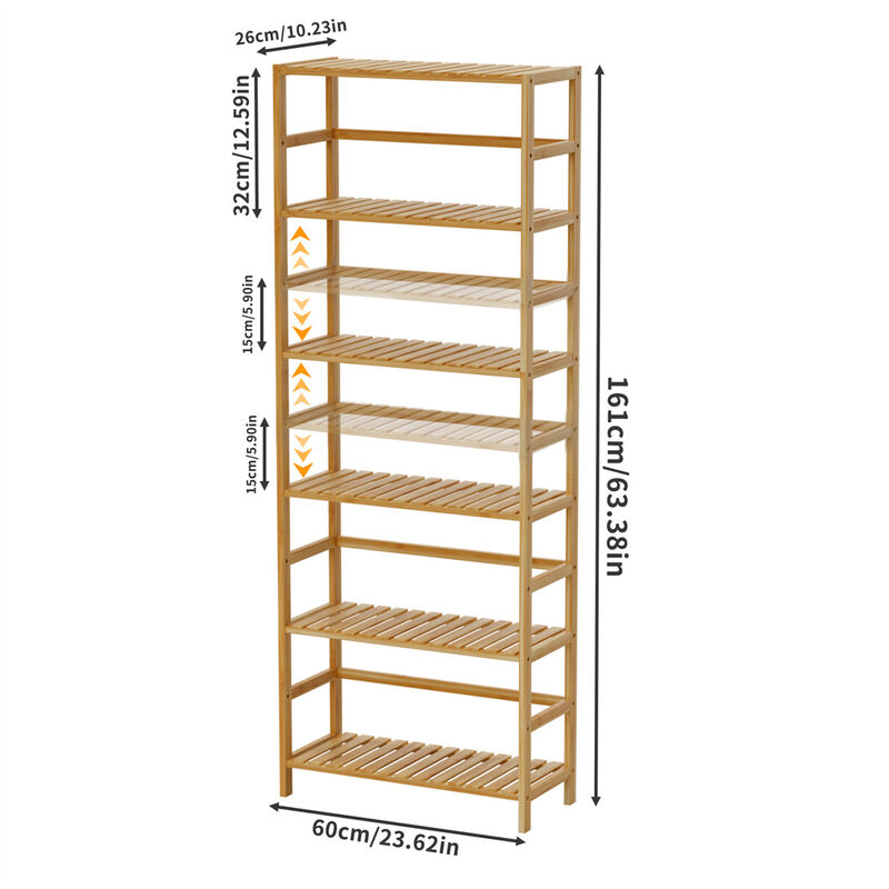 Freestanding Storage Shelf Unit 6-tier Bamboo Storage Rack Bookshelf Plant Stand image number 4