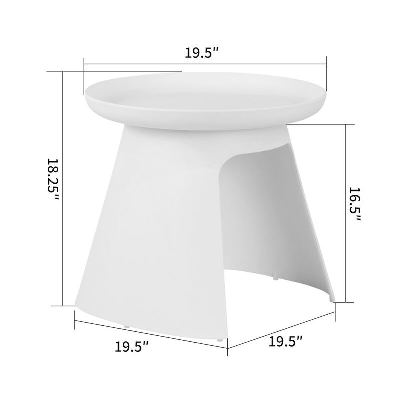 Glamour Home Balius White Plastic Round End Table
