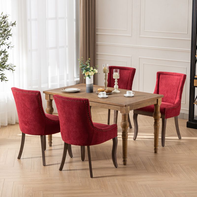 Whisen 2-Piece 22.8inch Upholstered Dining Chairs, Thickened Fabric Solid Wood Legs Bronze Nailhead for Kitchen Dining Room image number 2