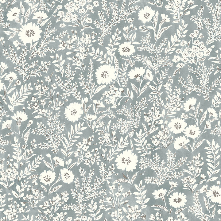 Agathon Blue Floral Wallpaper