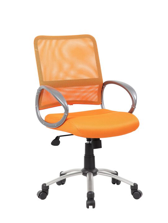 Boss Office ProductsBoss Office Products Mesh Back Task Chair with Pewter Finish in Orange