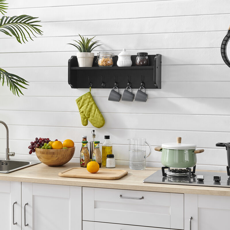 Utility Coat Rack Wall Shelf Organizer with Hooks