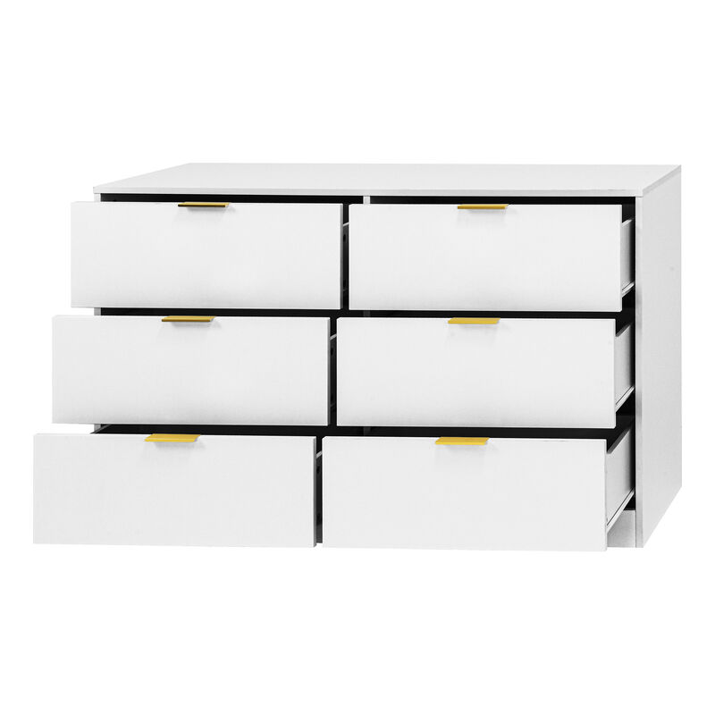 6-Drawer Storage Dresser Modern, Large Chest Cabinet Bedroom Living Room Hallway Entryway