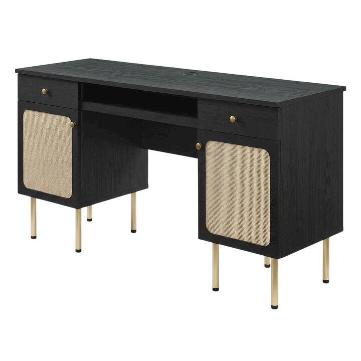 Modern Office Desk In Neutral Finish With Spacious Work Surface