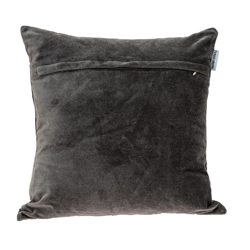 HomeRoots 18" Gray and Silver Damask Velvet Throw Pillow With Beads image number 2