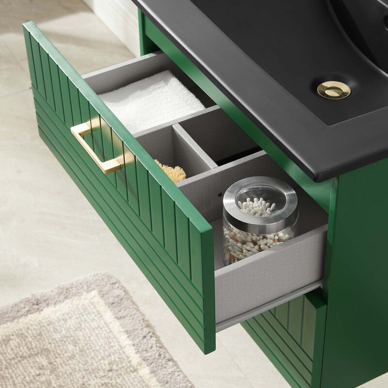 Modway Daybreak Bathroom Vanity, 24" with Black Sink, Green image number 7